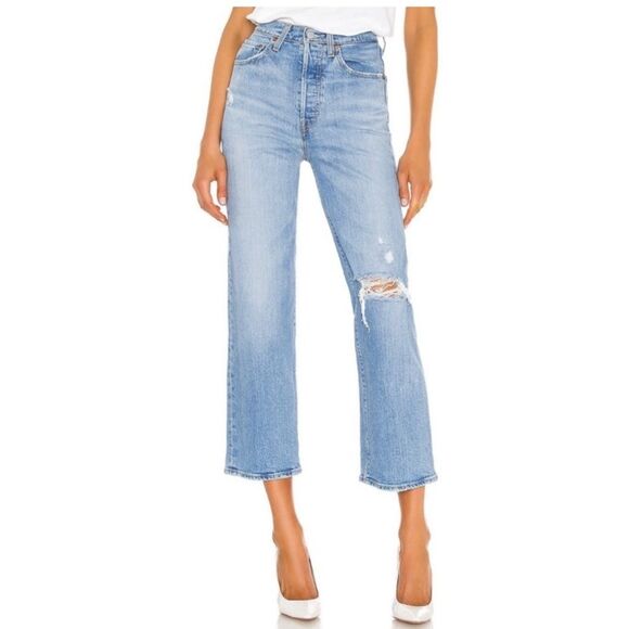 Levi’s Premium Ribcage Straight Ankle Jeans in Tango Fade 24 - Picture 1 of 7